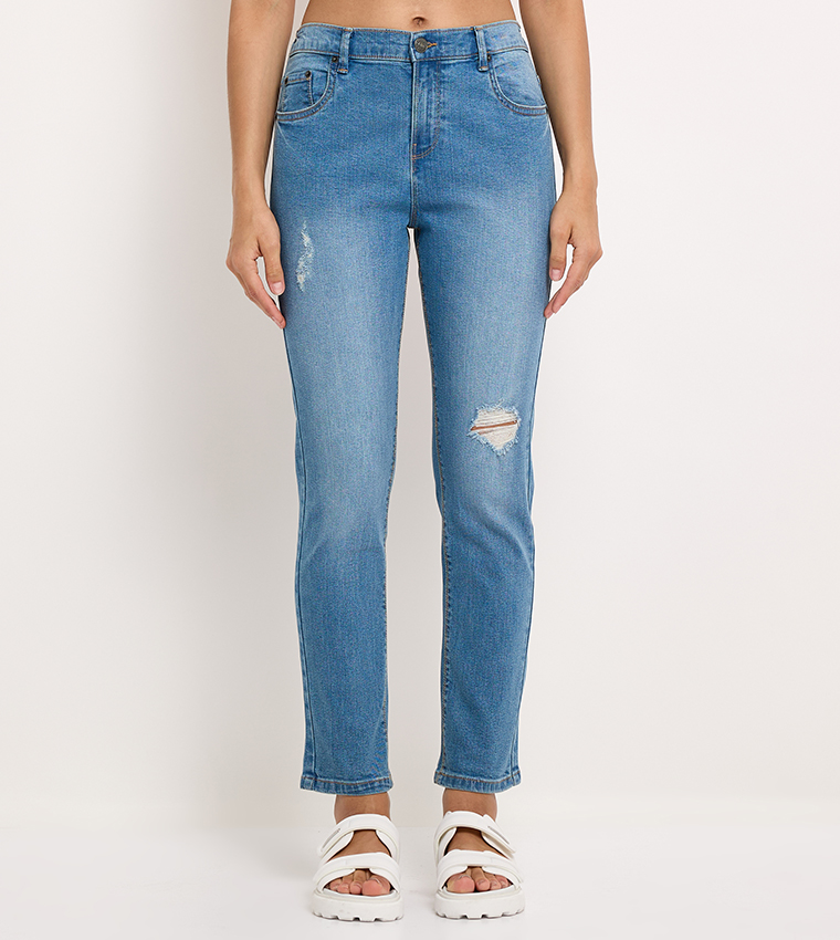 Aero Women's Ripped Boyfriend Fit Jeans