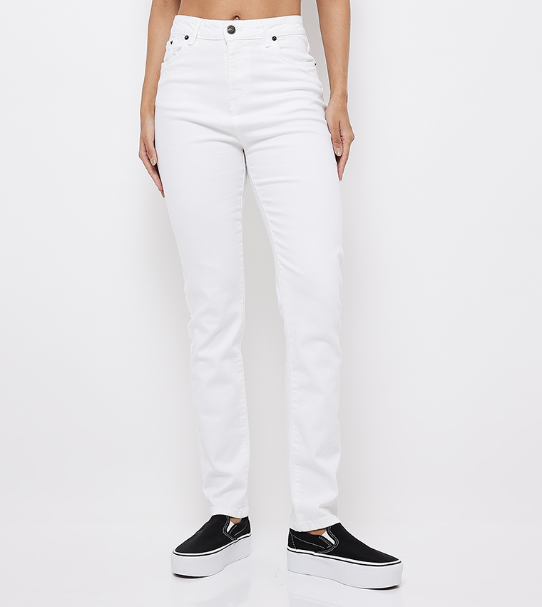 AERO LADIES Solid Button Closure Jeans