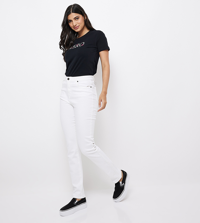 AERO LADIES Solid Button Closure Jeans