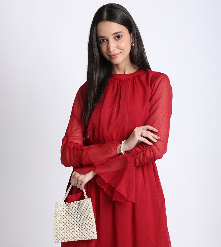 Aero Women Ruched Tiered Dress