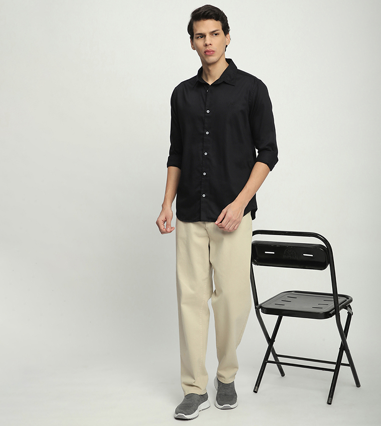 Aero Men's Solid Long Sleeves Shirt