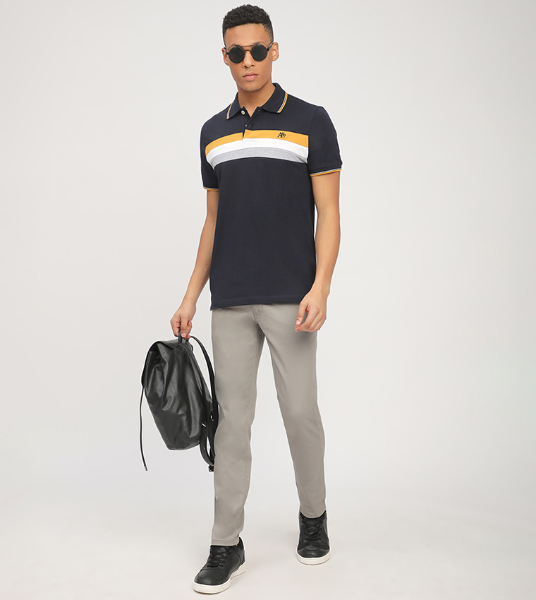 تيشيرت ايرو للرجال مخطط بأكمام قصيرة  