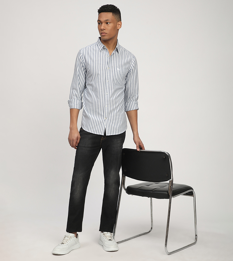 Aero Men's Striped Long Sleeves Shirt