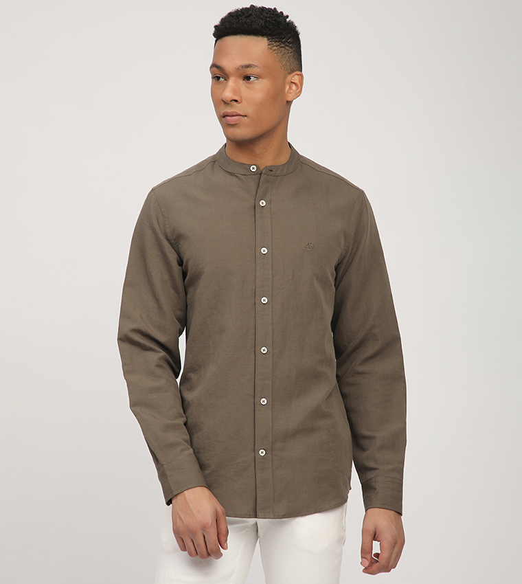 Aero Men's Logo Embroidered Long Sleeves Shirt