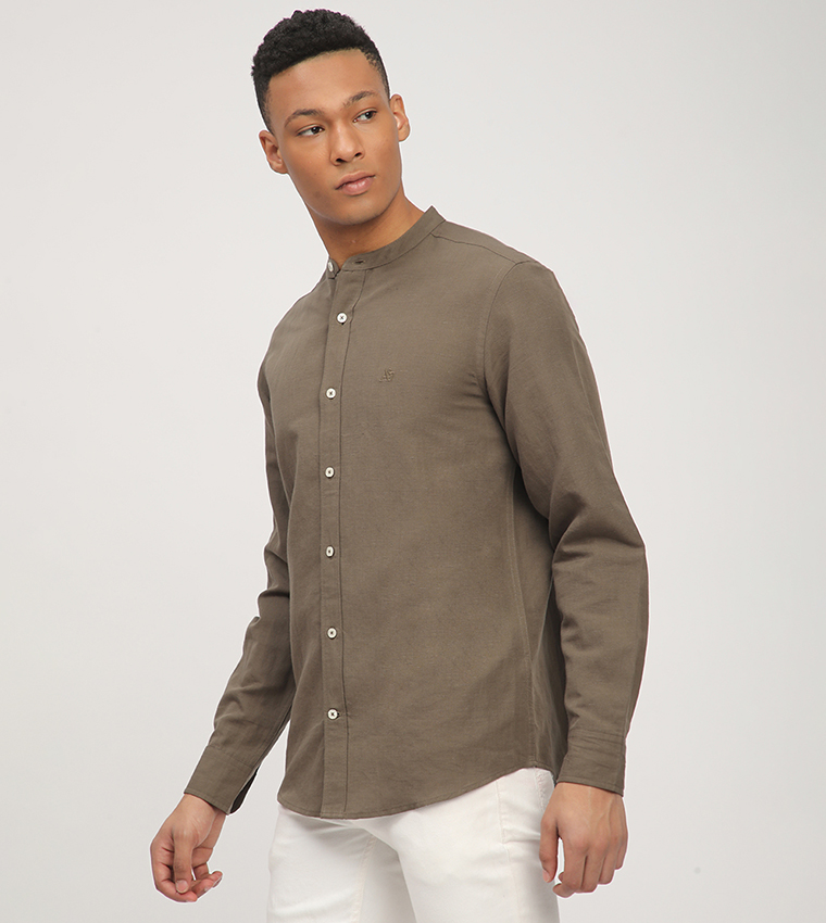 Aero Men's Logo Embroidered Long Sleeves Shirt