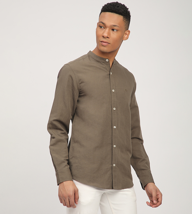 Aero Men's Logo Embroidered Long Sleeves Shirt