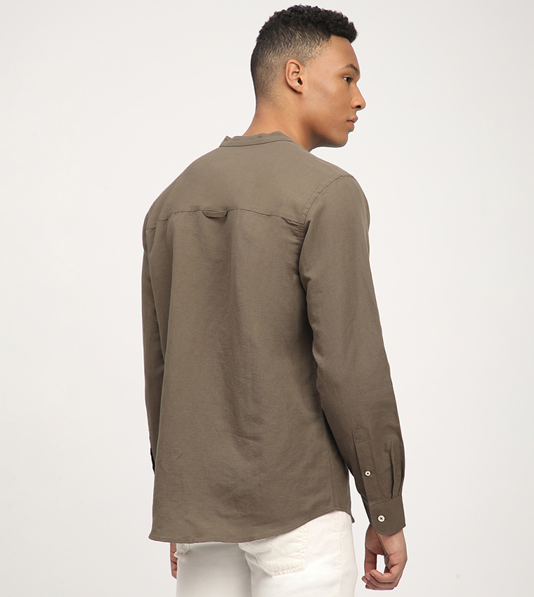 Aero Men's Logo Embroidered Long Sleeves Shirt
