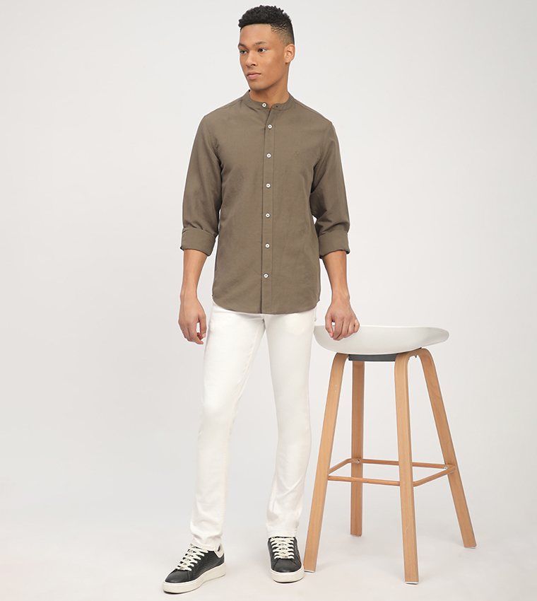Aero Men's Logo Embroidered Long Sleeves Shirt