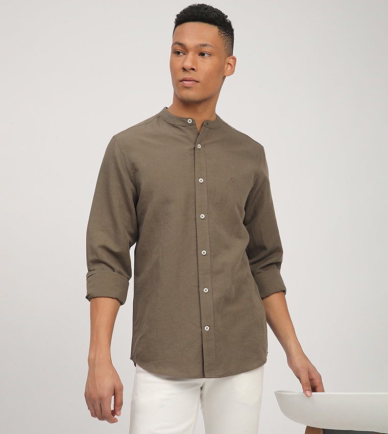 Aero Men's Logo Embroidered Long Sleeves Shirt