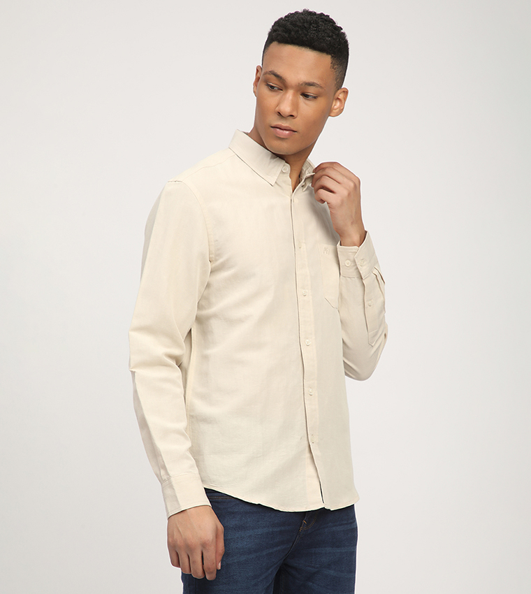 Aero Men's Logo Embroidered Long Sleeves Shirt