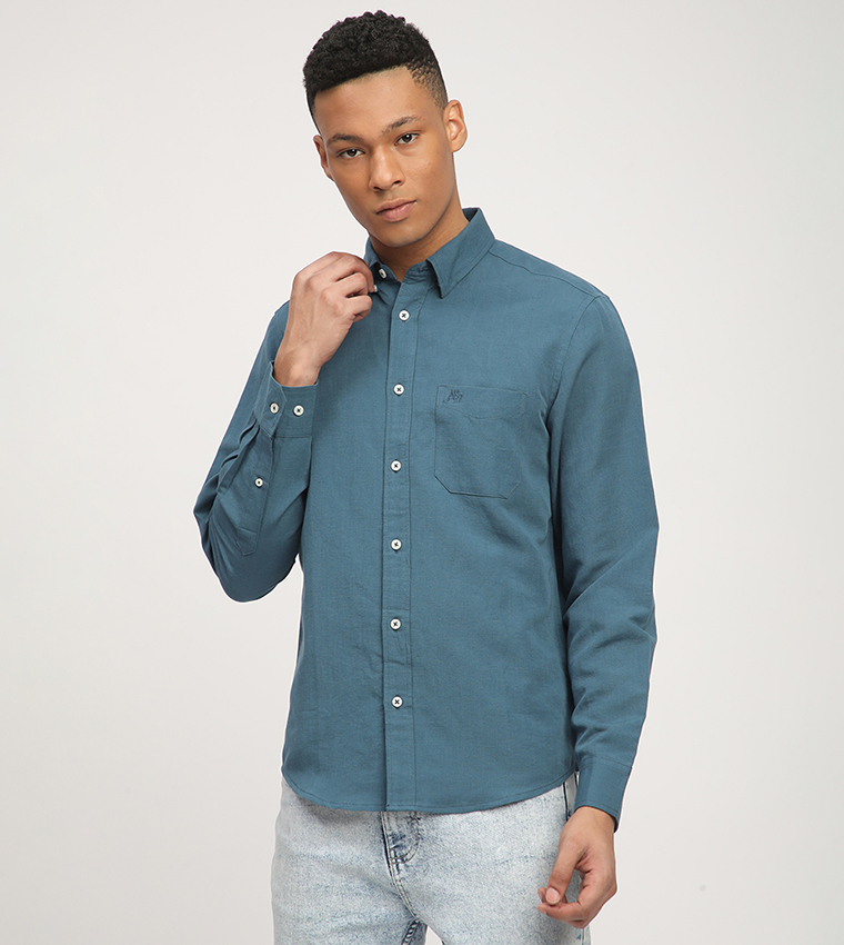 Aero Men's Logo Embroidered Long Sleeves Shirt