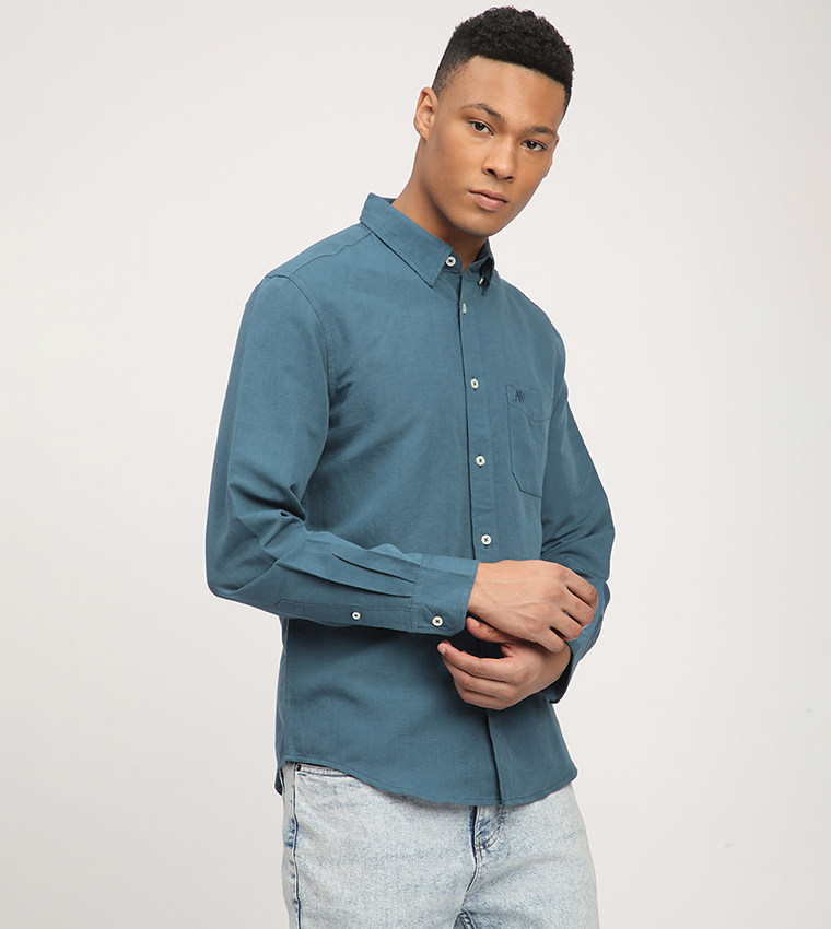 Aero Men's Logo Embroidered Long Sleeves Shirt