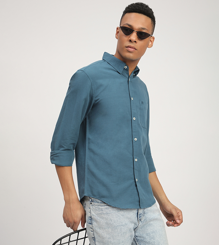 Aero Men's Logo Embroidered Long Sleeves Shirt