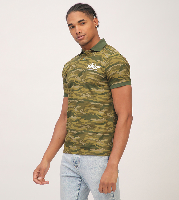 Aero Men's Camouflage Print Polo T-Shirt
