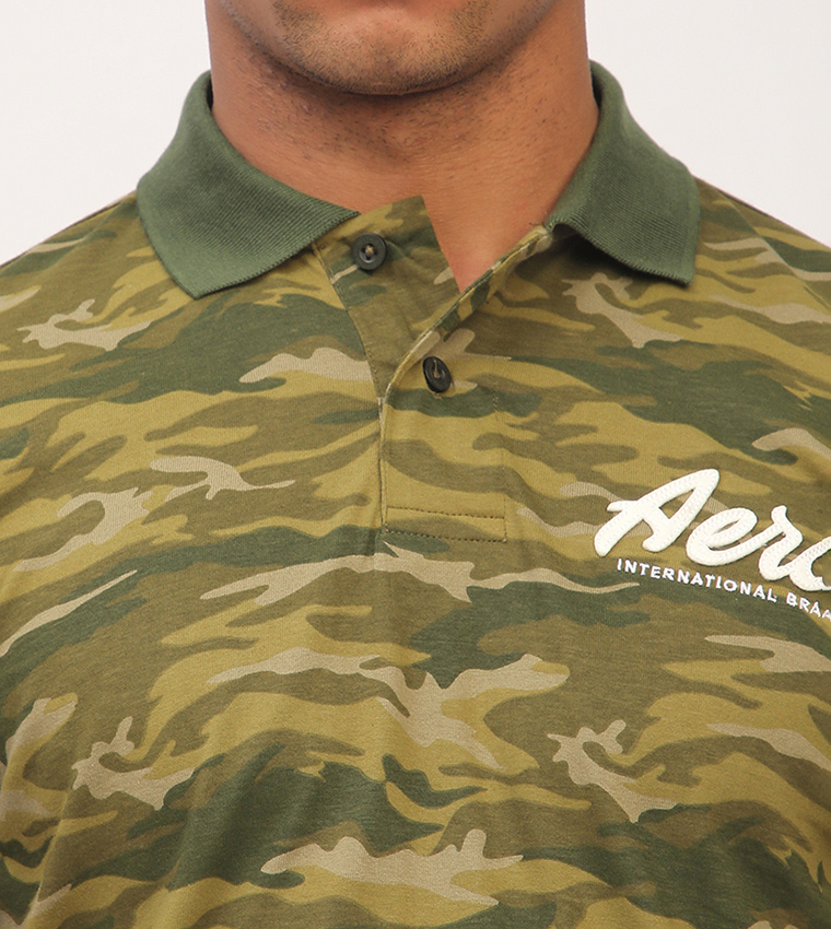 Aero Men's Camouflage Print Polo T-Shirt
