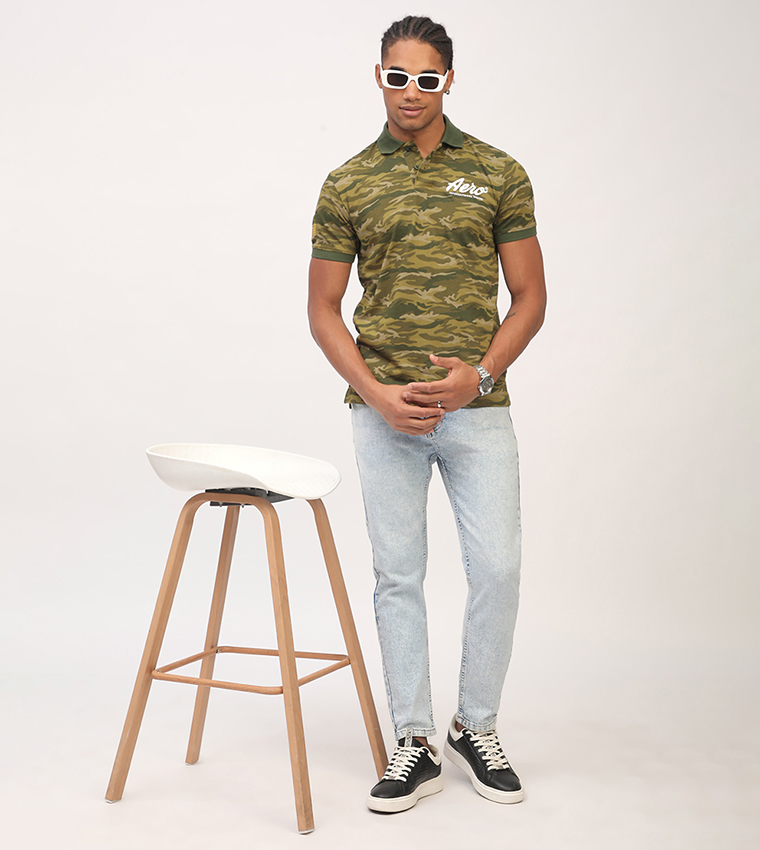 Aero Men's Camouflage Print Polo T-Shirt