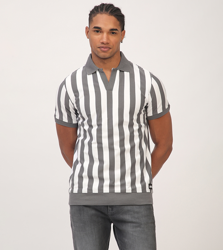 Aero Men's Striped Short Sleeves Polo T-Shirt