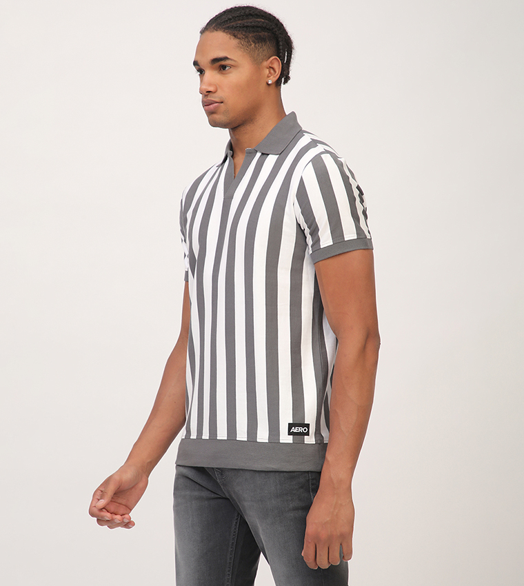 Aero Men's Striped Short Sleeves Polo T-Shirt