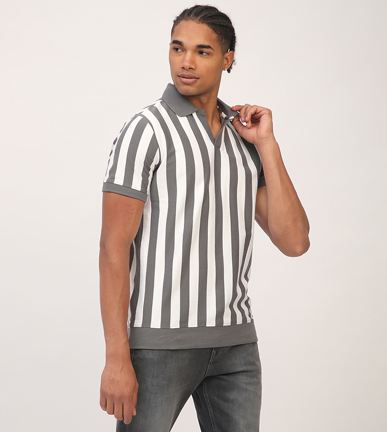 Aero Men's Striped Short Sleeves Polo T-Shirt