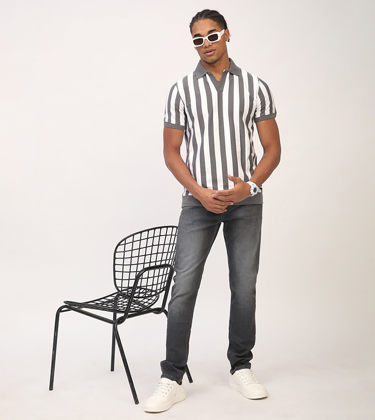 Aero Men's Striped Short Sleeves Polo T-Shirt