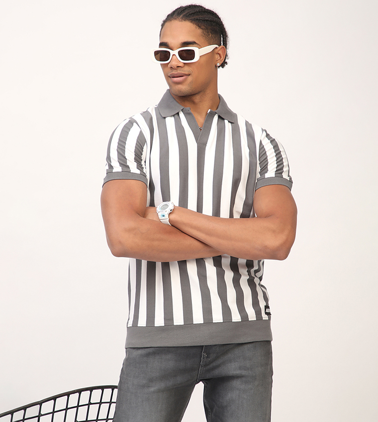 Aero Men's Striped Short Sleeves Polo T-Shirt