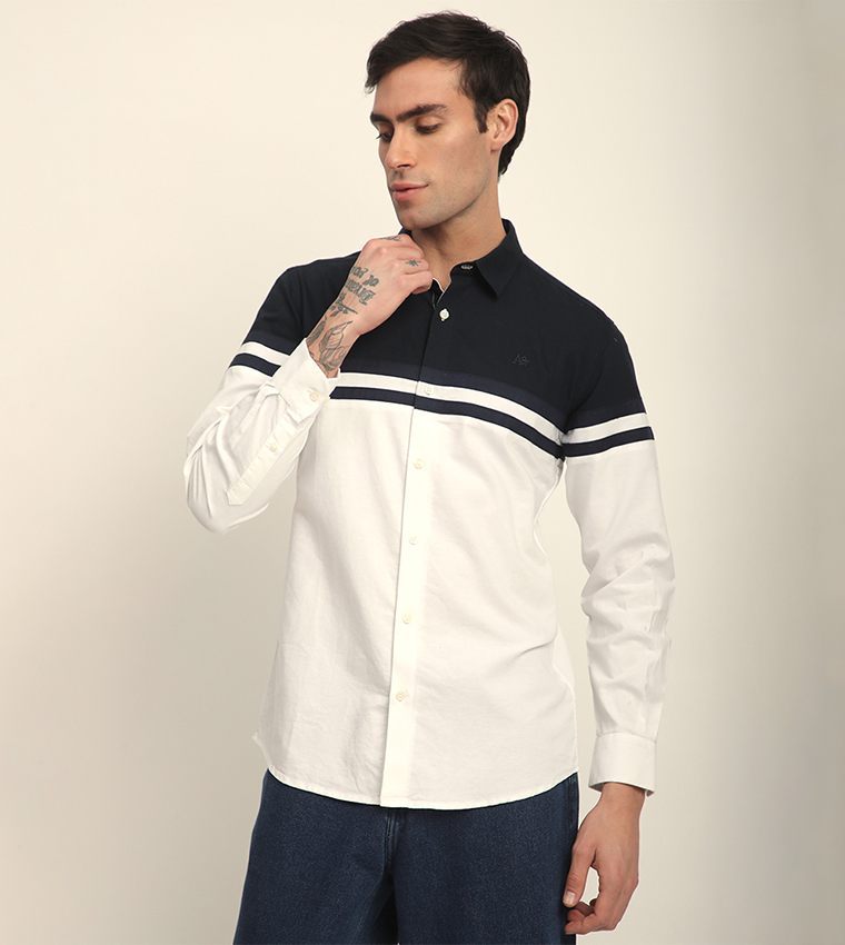 Aero Men's Color Block Long Sleeves Shirt