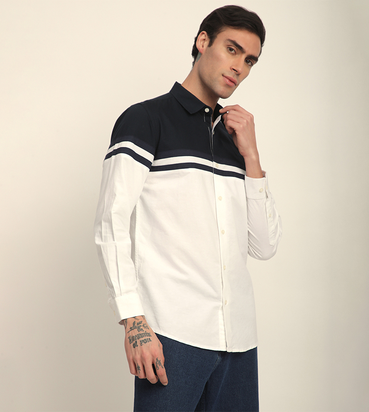 Aero Men's Color Block Long Sleeves Shirt