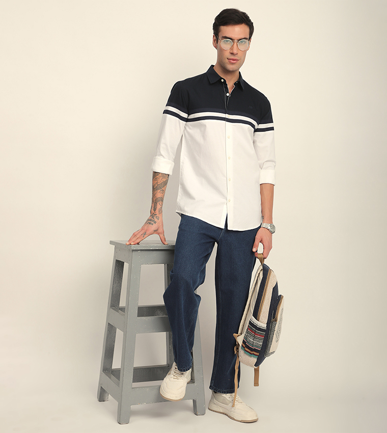 Aero Men's Color Block Long Sleeves Shirt