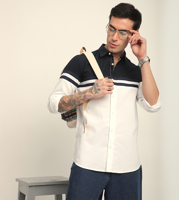 Aero Men's Color Block Long Sleeves Shirt