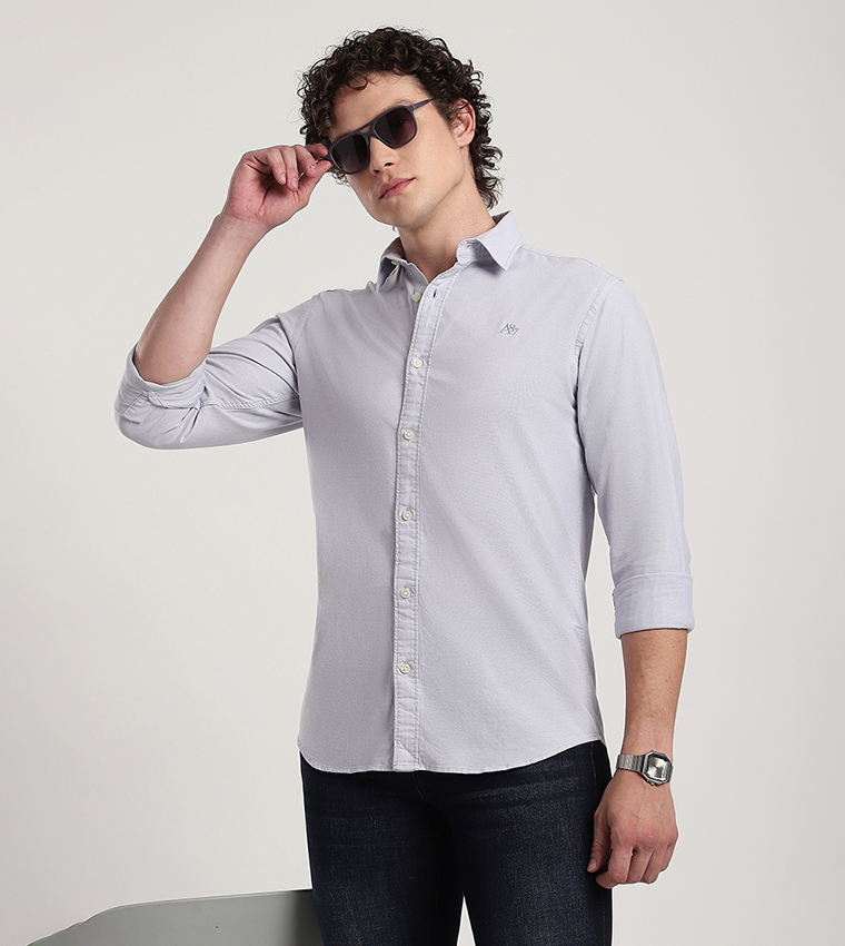 Aero Men's Logo Embroidered Long Sleeves Shirt