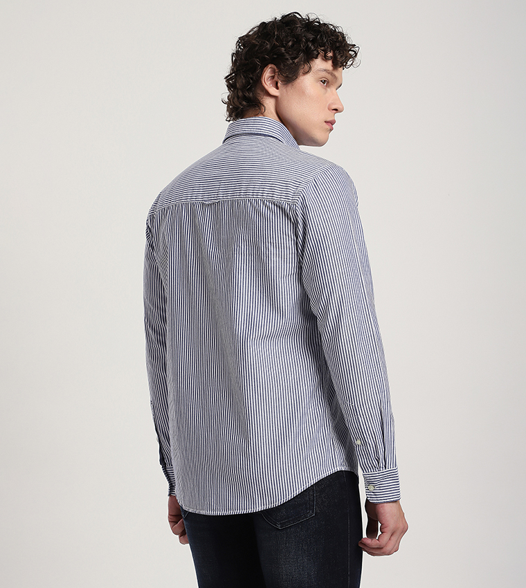 قميص ايرو رجالي كم طويل بشعار مطرز 