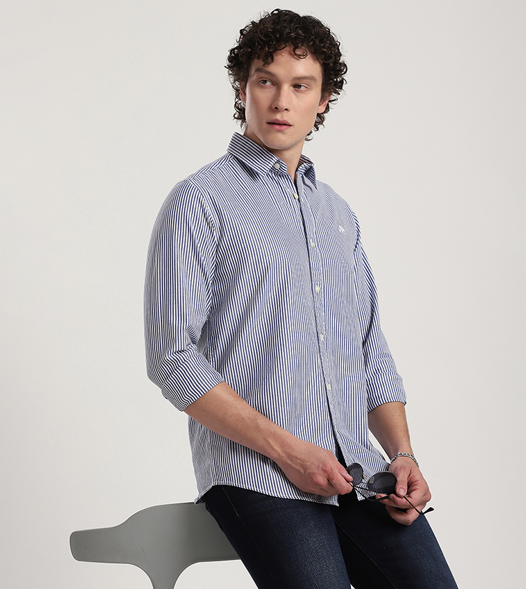 قميص ايرو رجالي كم طويل بشعار مطرز 