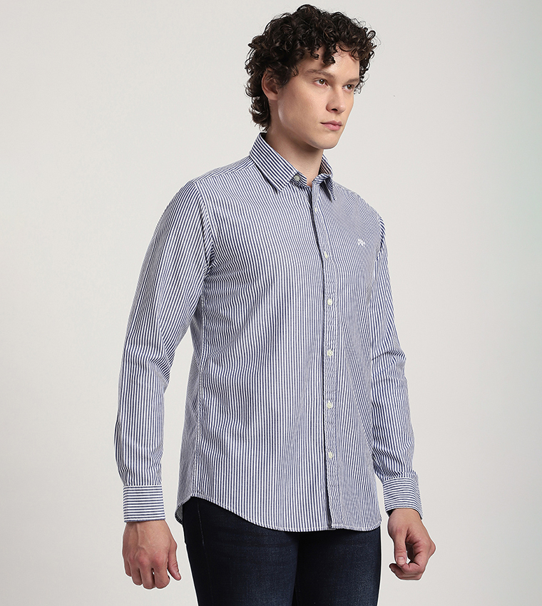 قميص ايرو رجالي كم طويل بشعار مطرز 