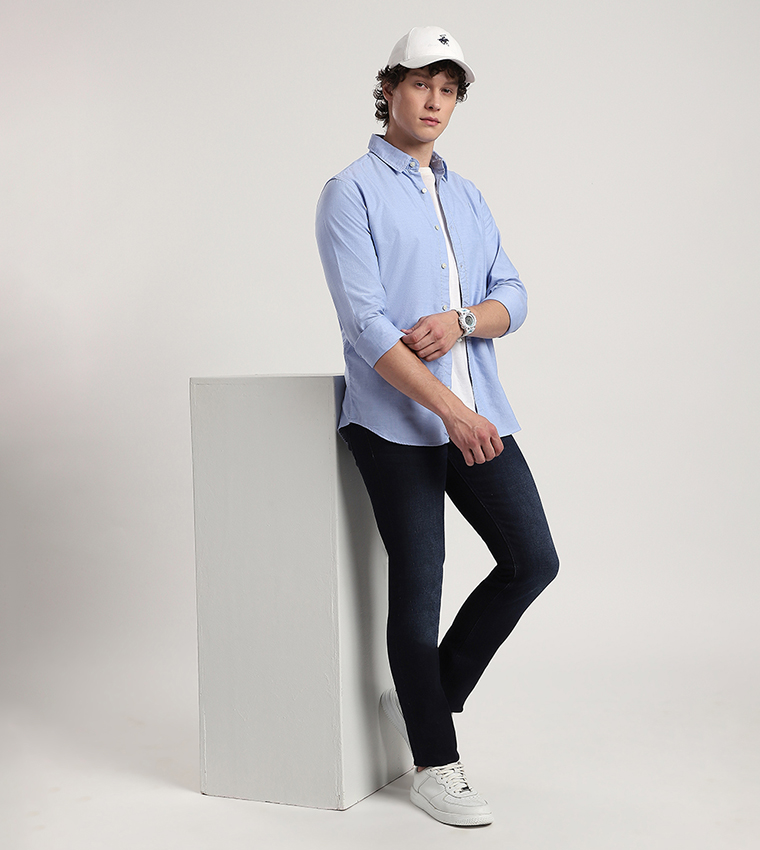 Aero Men's Logo Embroidered Long Sleeves Shirt