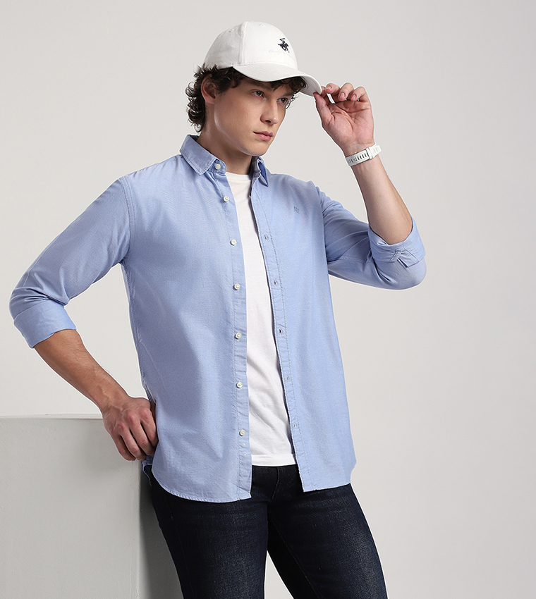 Aero Men's Logo Embroidered Long Sleeves Shirt