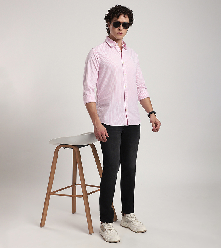 Aero Men's Logo Embroidered Long Sleeves Shirt