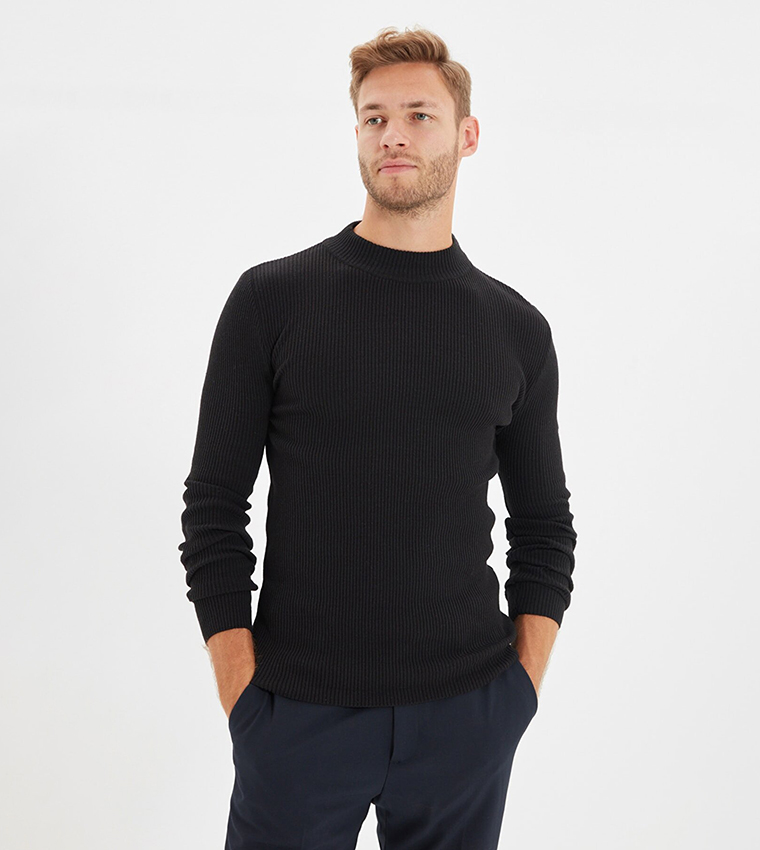 Slim Fit Mock Neck Corduroy Sweater