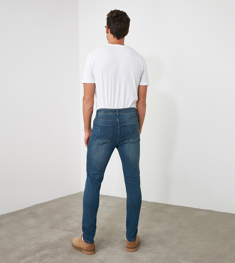 Buy Trendyol Rake Destroy Tapered Skinny Jeans In Blue | 6thStreet ...