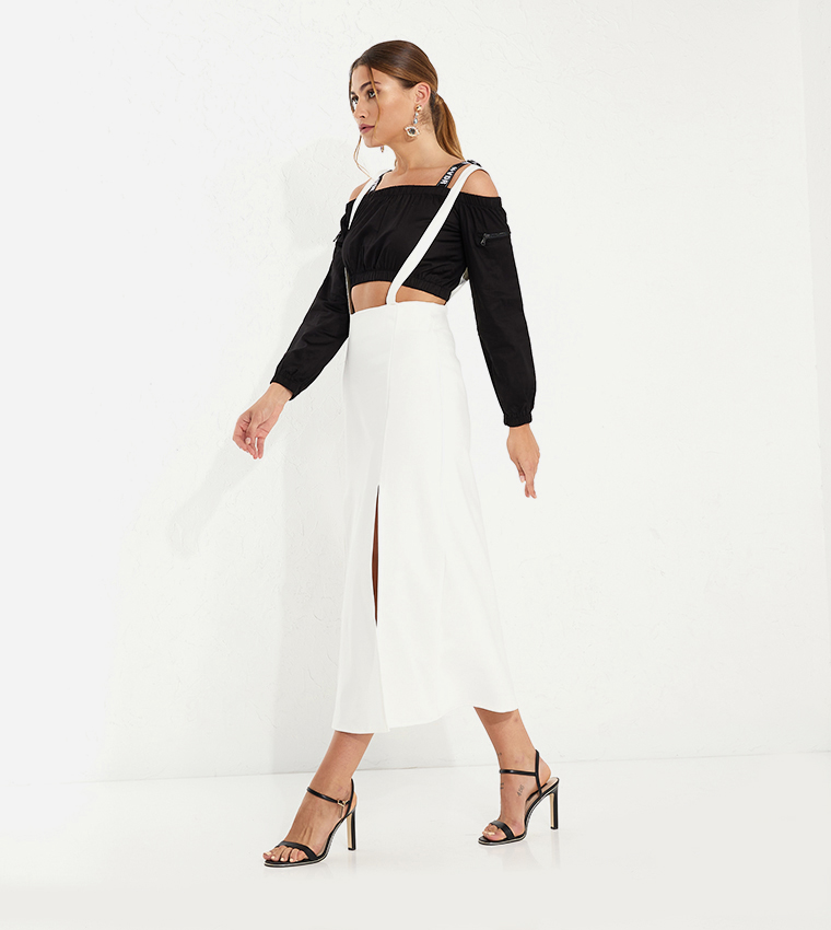 Solid Slit Detail Skirt