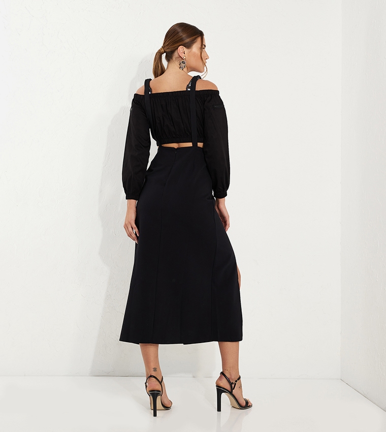 Solid Slit Detail Skirt