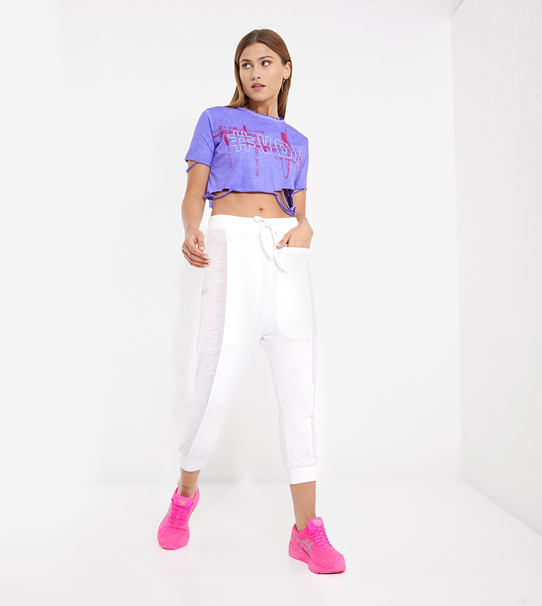 Printed Short Sleeves Crop Top