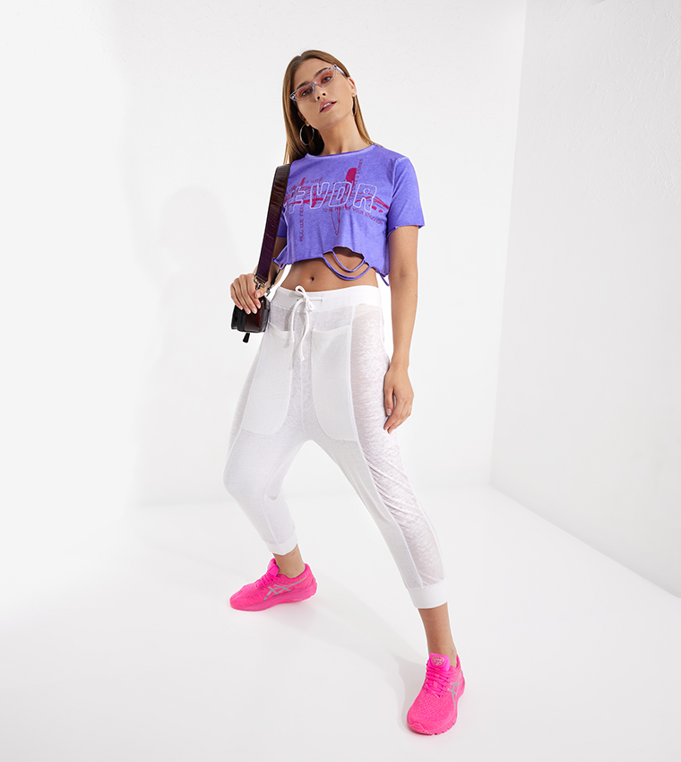 Printed Short Sleeves Crop Top