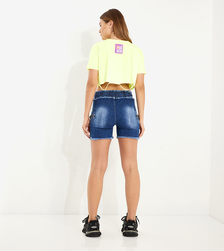 Printed Short Sleeves Crop Top