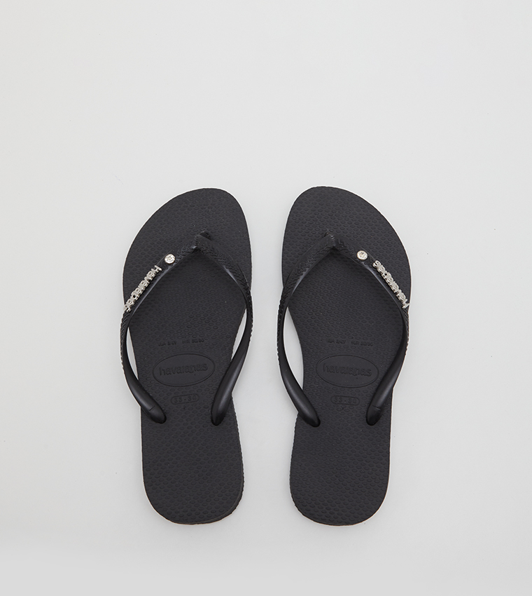 Buy Havaianas Metal Logo Detail Flip Flops In Black 6thStreet