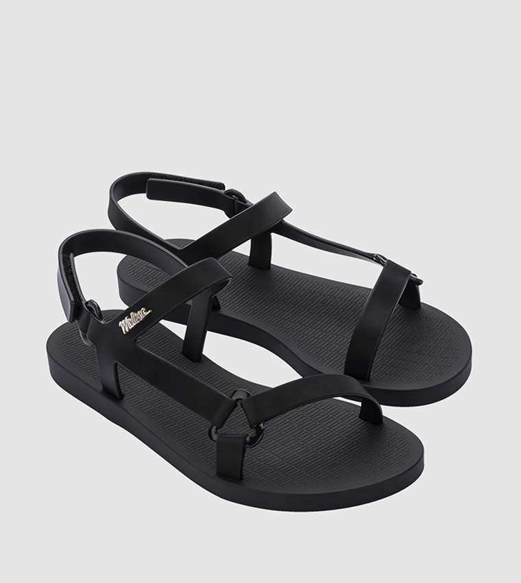SUN DOWNTOWN Logo Detail Flat Sandals