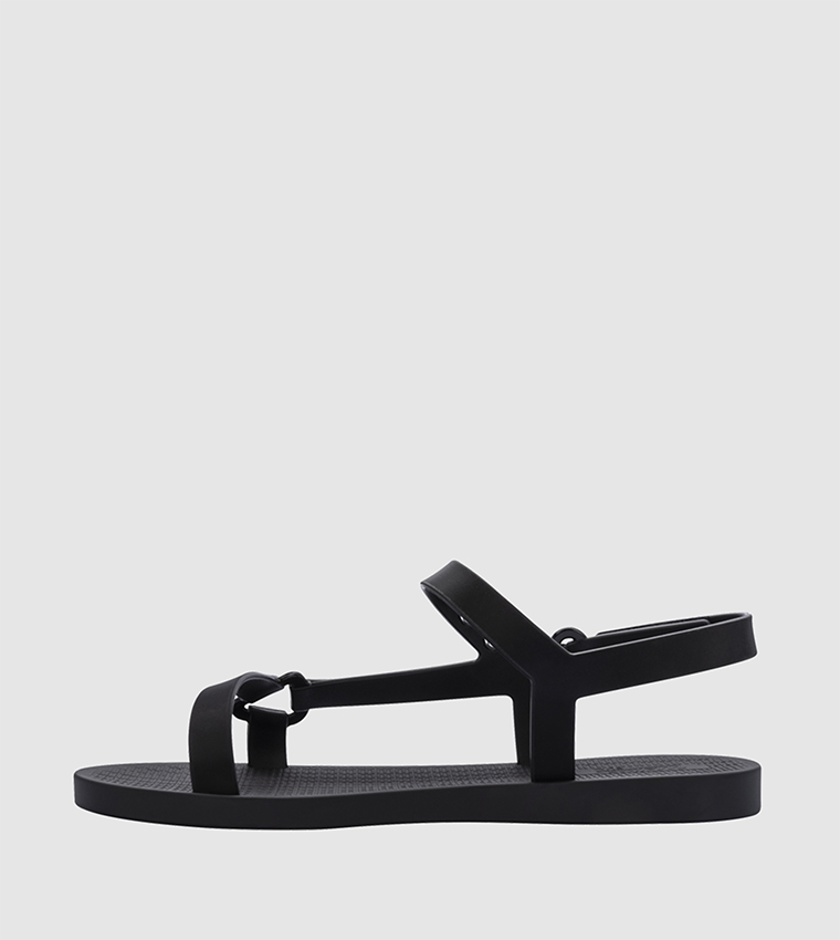 SUN DOWNTOWN Logo Detail Flat Sandals