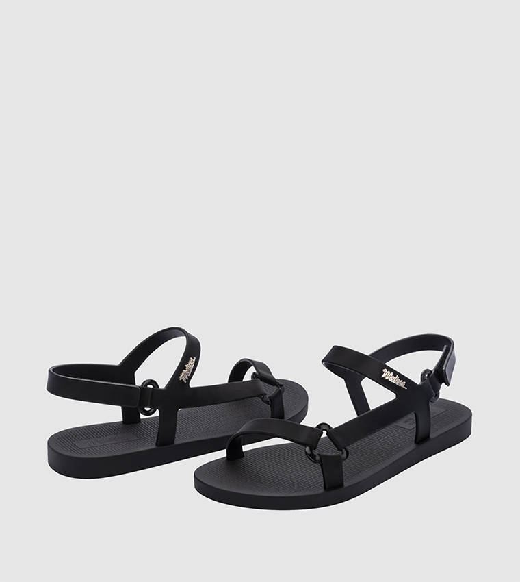 SUN DOWNTOWN Logo Detail Flat Sandals