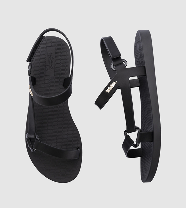 SUN DOWNTOWN Logo Detail Flat Sandals