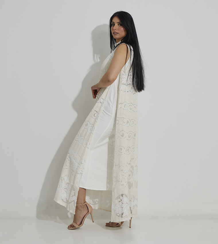 دراعة دانتيل بياقة وهمية - قطعتين 