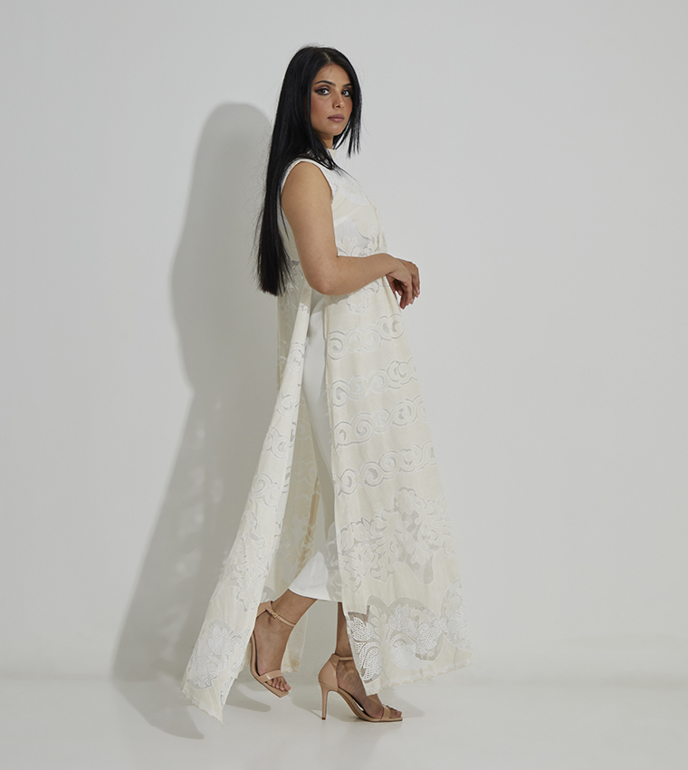 دراعة دانتيل بياقة وهمية - قطعتين 